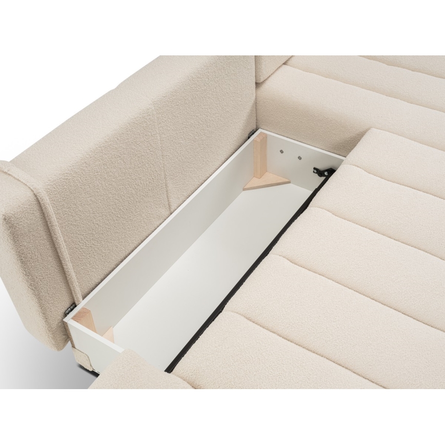 Suite lounge angolare pieghevole a forma di L con contenitore DESIO destra beige