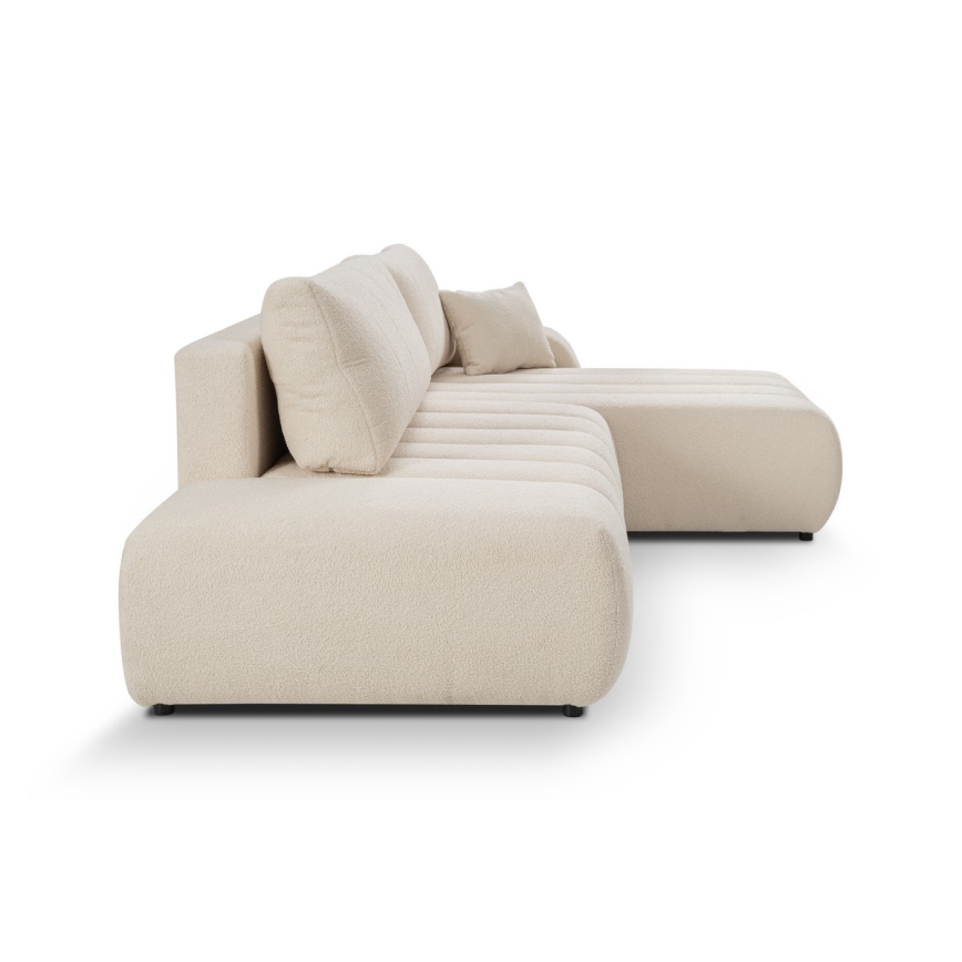 Suite lounge angolare pieghevole a forma di L con contenitore DESIO destra beige
