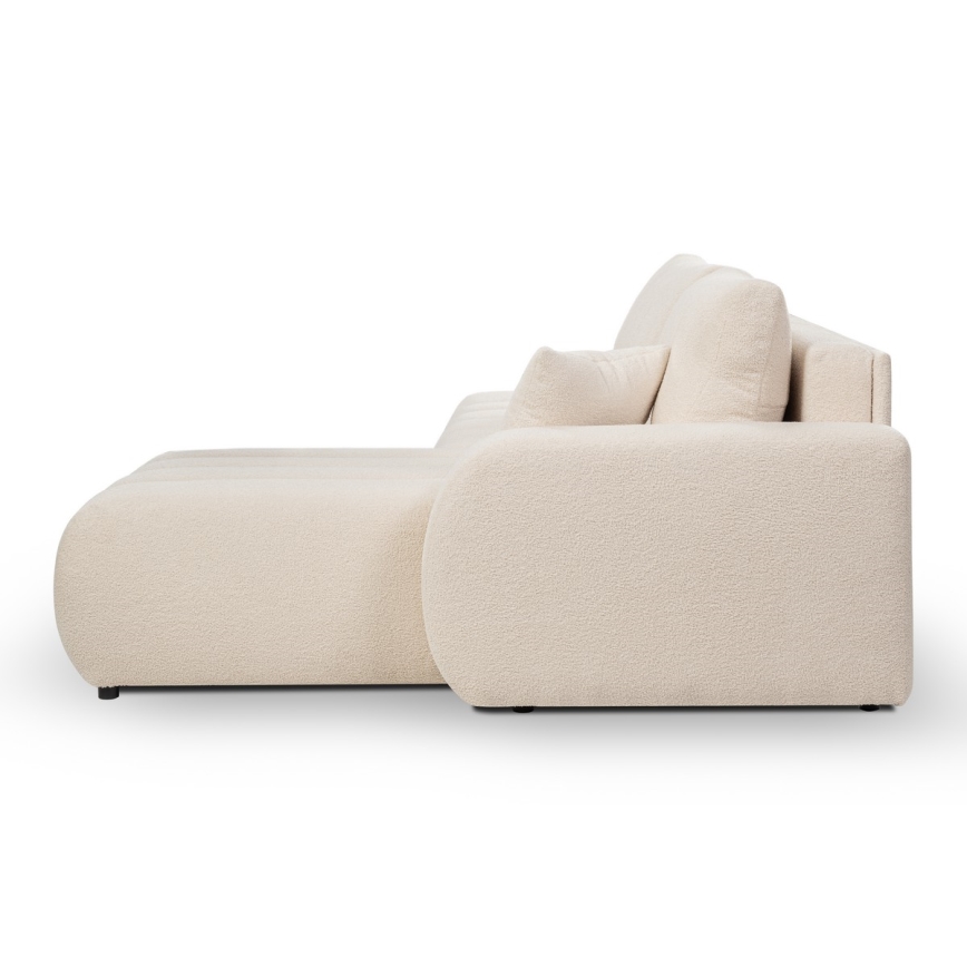 Suite lounge angolare pieghevole a forma di L con contenitore DESIO destra beige