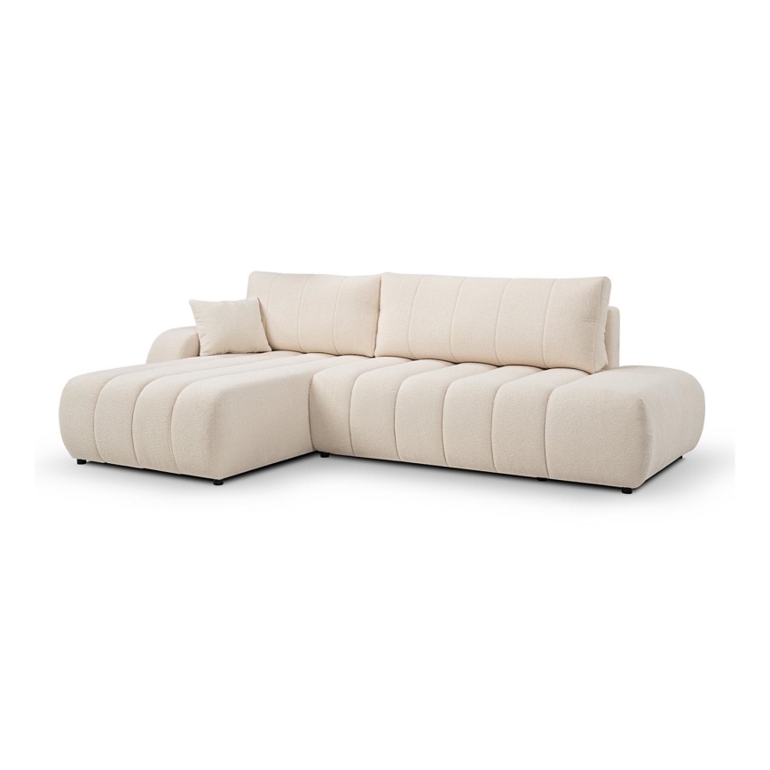 Suite lounge angolare pieghevole a forma di L con contenitore DESIO sinistra beige