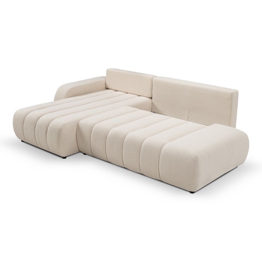 Suite lounge angolare pieghevole a forma di L con contenitore DESIO sinistra beige