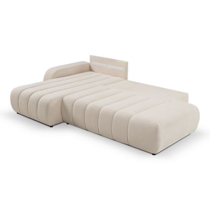 Suite lounge angolare pieghevole a forma di L con contenitore DESIO sinistra beige