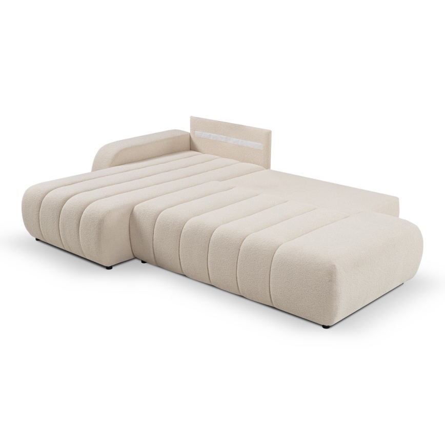 Suite lounge angolare pieghevole a forma di L con contenitore DESIO sinistra beige