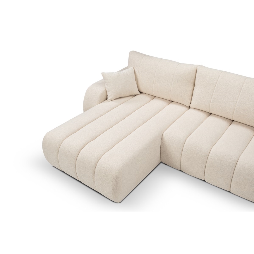 Suite lounge angolare pieghevole a forma di L con contenitore DESIO sinistra beige