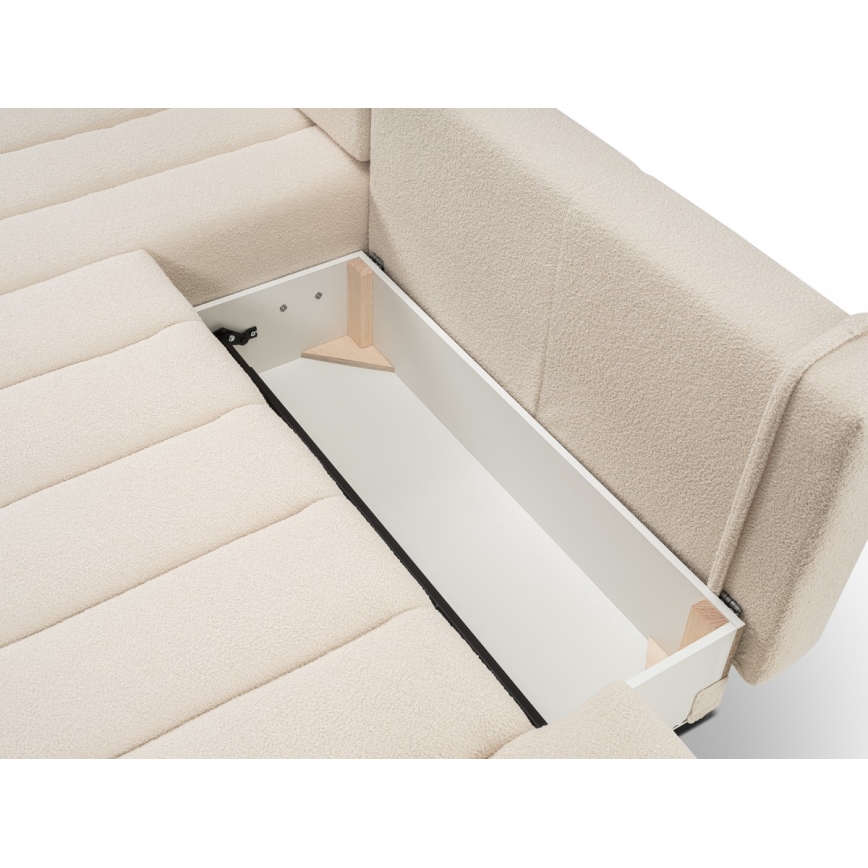Suite lounge angolare pieghevole a forma di L con contenitore DESIO sinistra beige