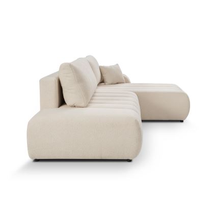 Suite lounge angolare pieghevole a forma di L con contenitore DESIO sinistra beige