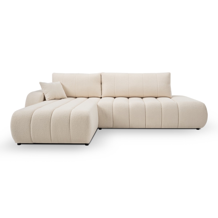 Suite lounge angolare pieghevole a forma di L con contenitore DESIO sinistra beige