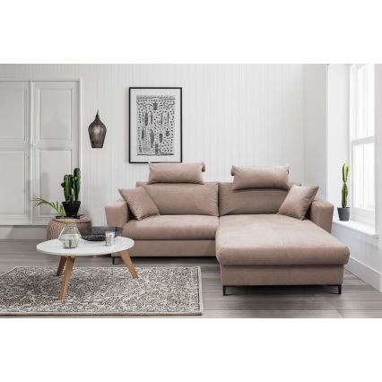 Suite lounge angolare pieghevole a forma di L con contenitore HORTA destra rosa