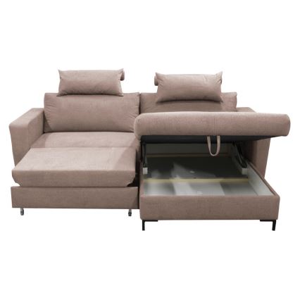 Suite lounge angolare pieghevole a forma di L con contenitore HORTA destra rosa