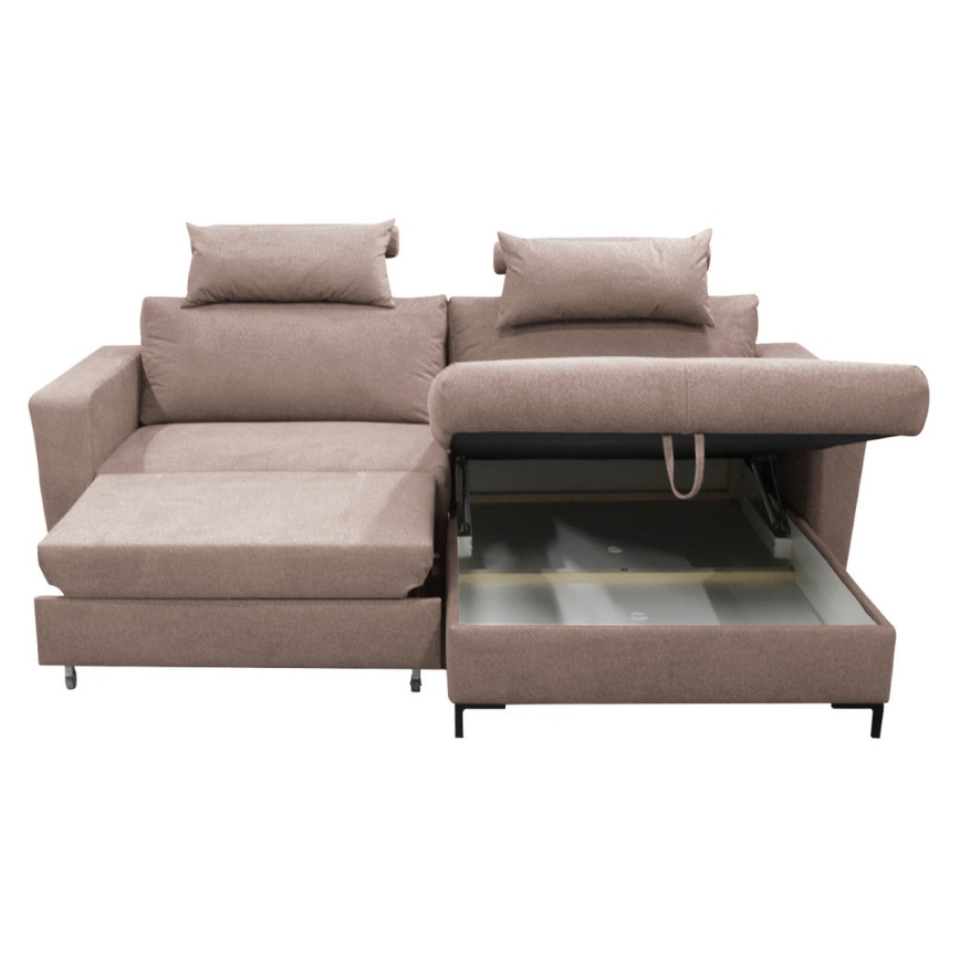 Suite lounge angolare pieghevole a forma di L con contenitore HORTA destra rosa