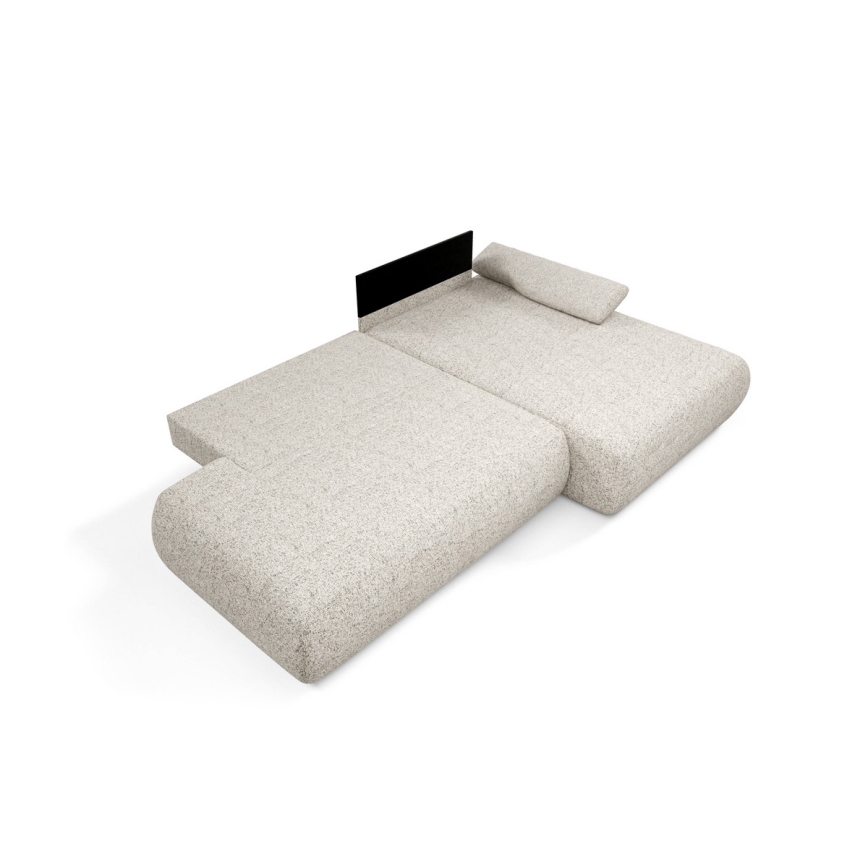 Suite lounge angolare pieghevole a forma di L con contenitore PRATO destra beige
