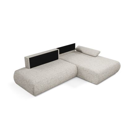 Suite lounge angolare pieghevole a forma di L con contenitore PRATO destra beige