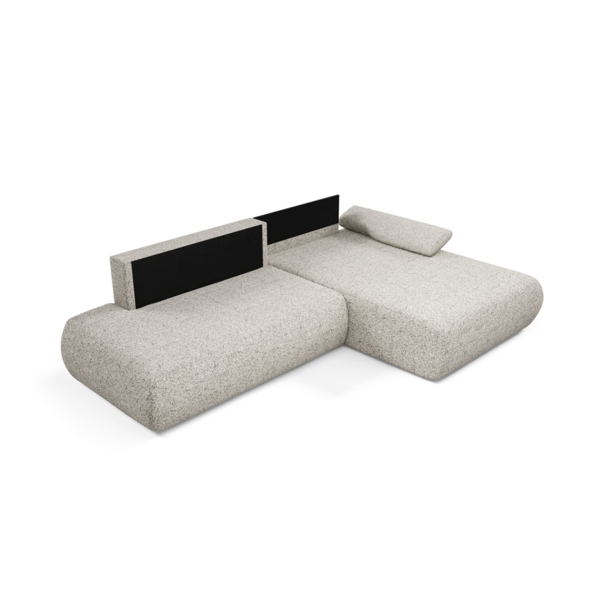 Suite lounge angolare pieghevole a forma di L con contenitore PRATO destra beige