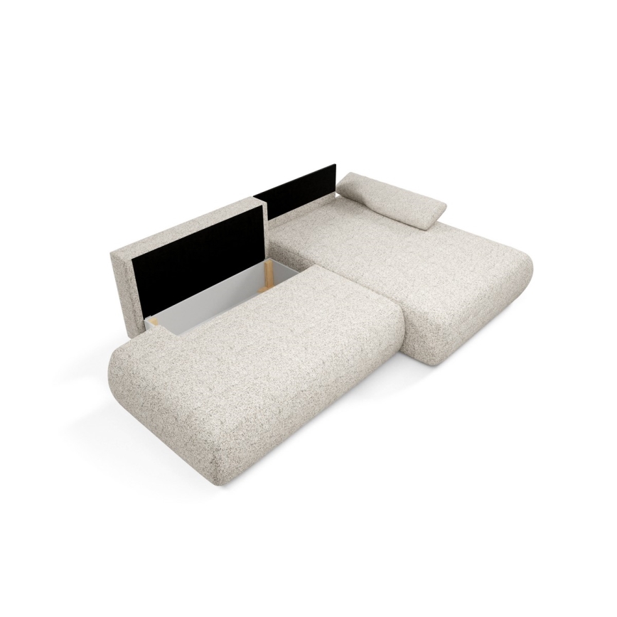 Suite lounge angolare pieghevole a forma di L con contenitore PRATO destra beige
