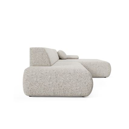 Suite lounge angolare pieghevole a forma di L con contenitore PRATO destra beige