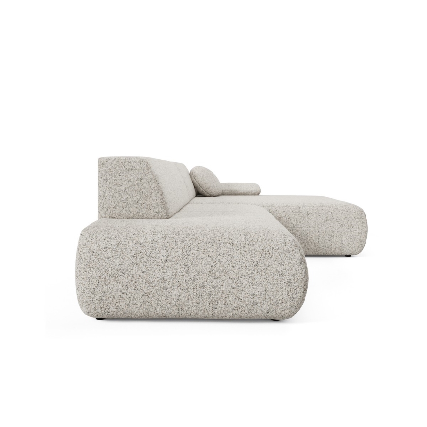 Suite lounge angolare pieghevole a forma di L con contenitore PRATO destra beige