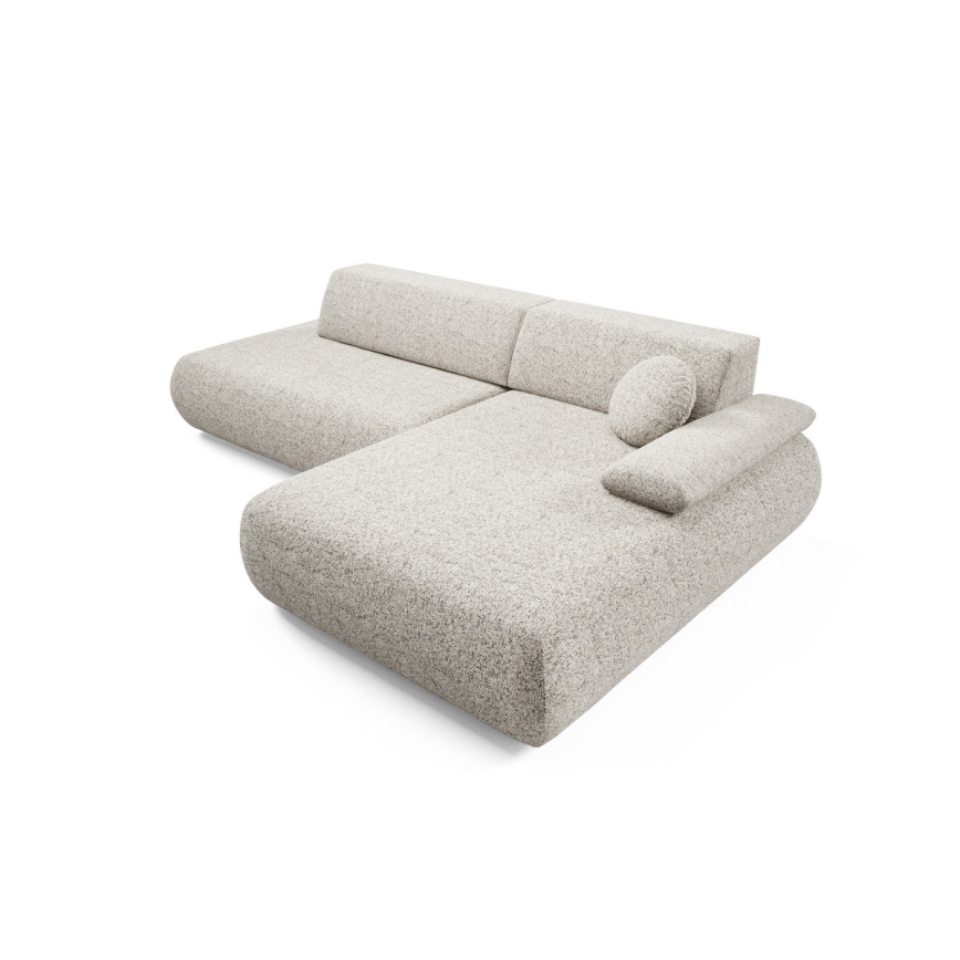 Suite lounge angolare pieghevole a forma di L con contenitore PRATO destra beige