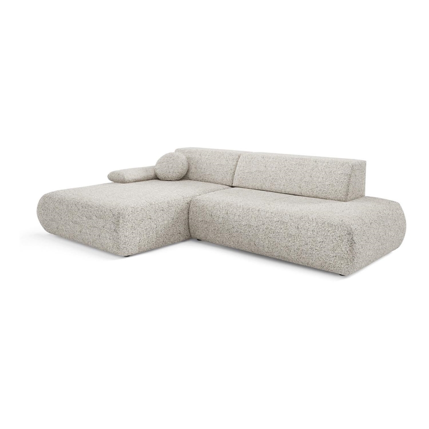 Suite lounge angolare pieghevole a forma di L con contenitore PRATO sinistra beige