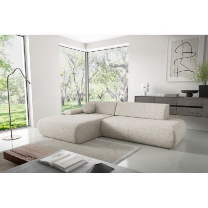 Suite lounge angolare pieghevole a forma di L con contenitore PRATO sinistra beige