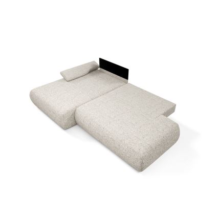 Suite lounge angolare pieghevole a forma di L con contenitore PRATO sinistra beige