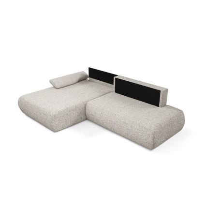 Suite lounge angolare pieghevole a forma di L con contenitore PRATO sinistra beige