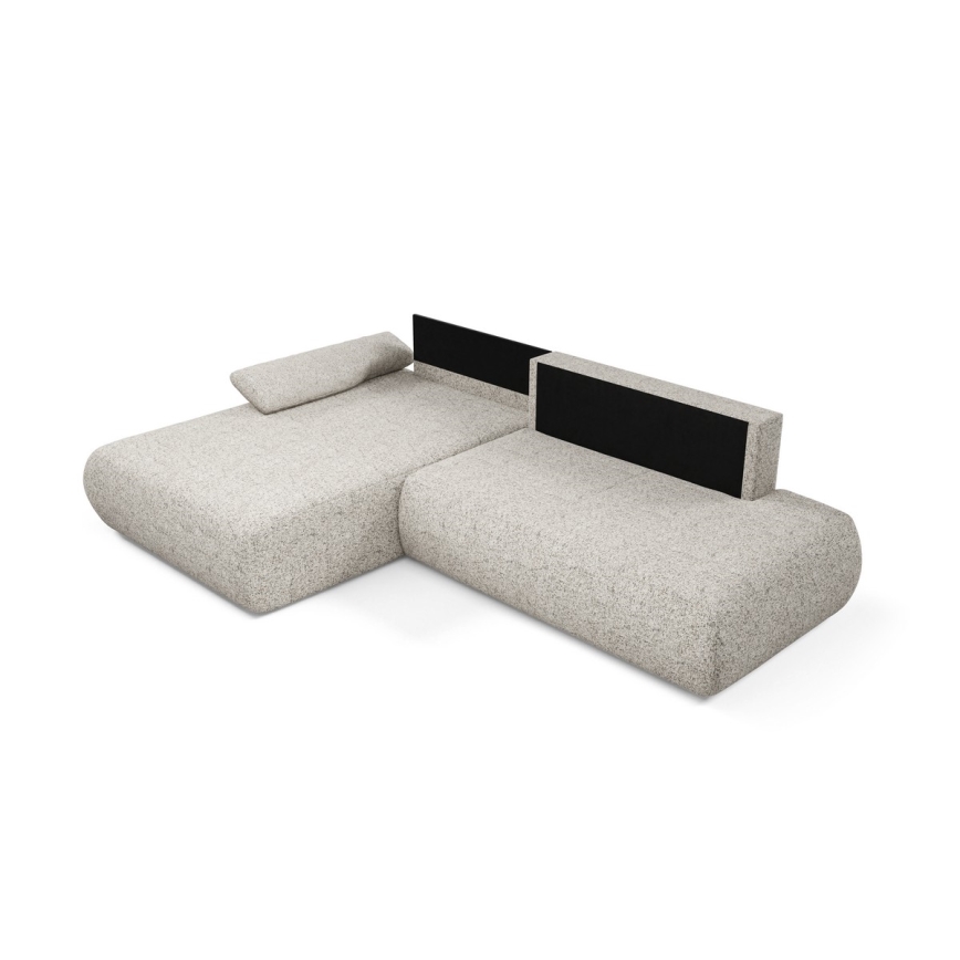 Suite lounge angolare pieghevole a forma di L con contenitore PRATO sinistra beige
