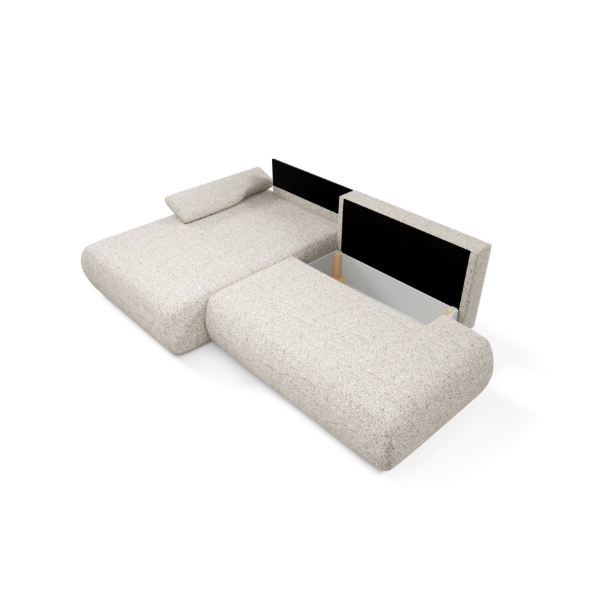 Suite lounge angolare pieghevole a forma di L con contenitore PRATO sinistra beige