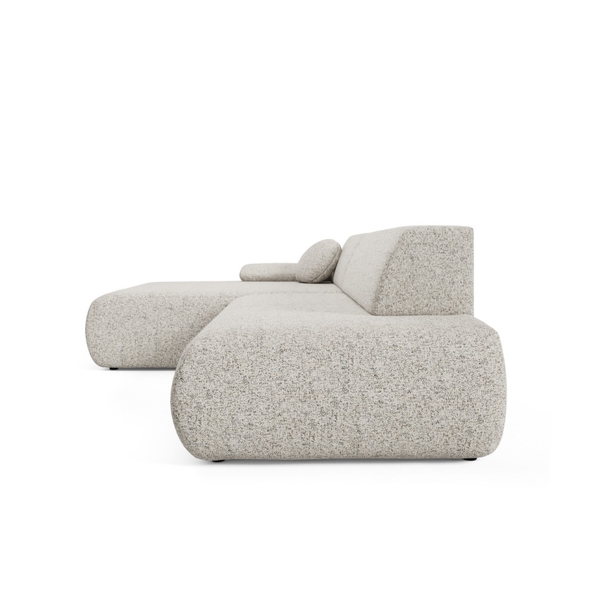 Suite lounge angolare pieghevole a forma di L con contenitore PRATO sinistra beige