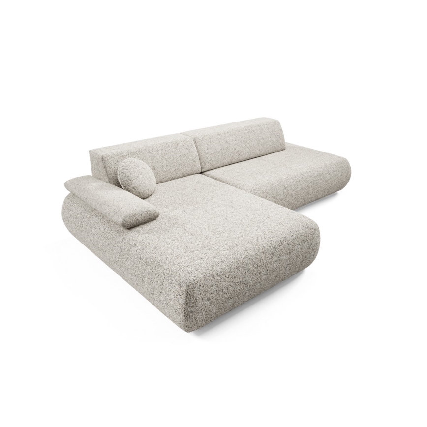 Suite lounge angolare pieghevole a forma di L con contenitore PRATO sinistra beige