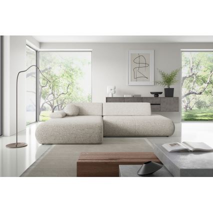 Suite lounge angolare pieghevole a forma di L con contenitore PRATO sinistra beige