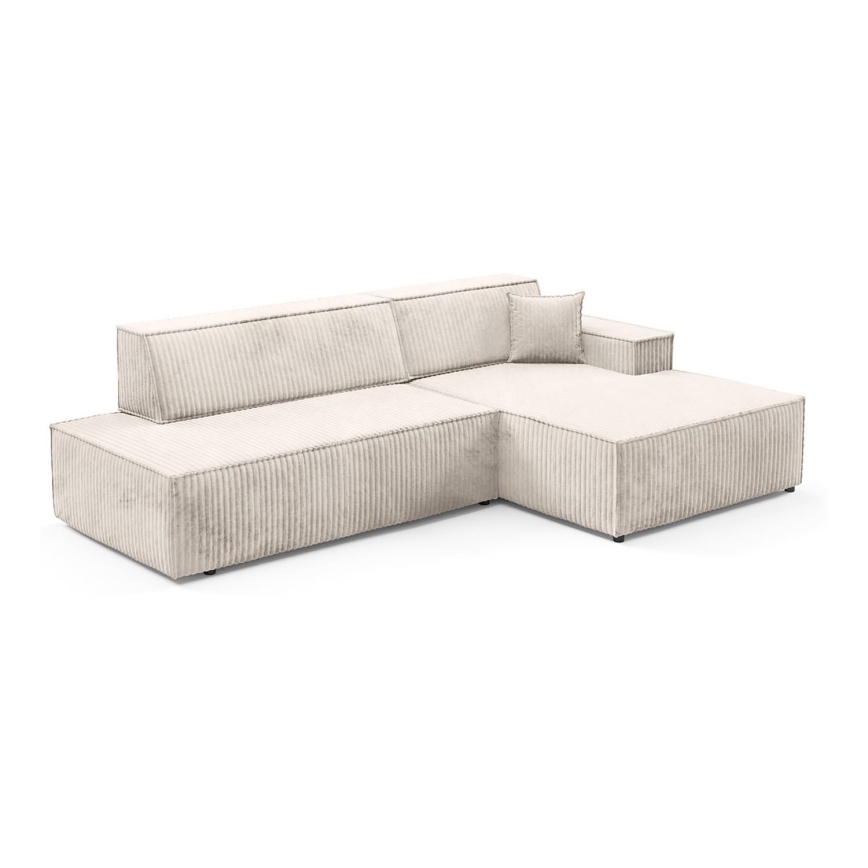 Suite lounge angolare pieghevole a forma di L con contenitore TERAMO destra beige