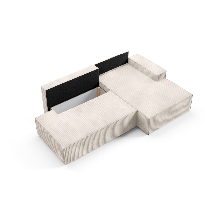 Suite lounge angolare pieghevole a forma di L con contenitore TERAMO destra beige