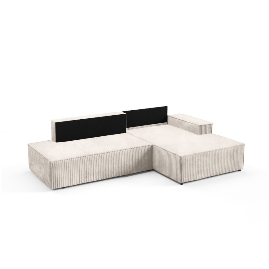 Suite lounge angolare pieghevole a forma di L con contenitore TERAMO destra beige
