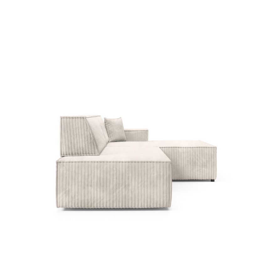 Suite lounge angolare pieghevole a forma di L con contenitore TERAMO destra beige