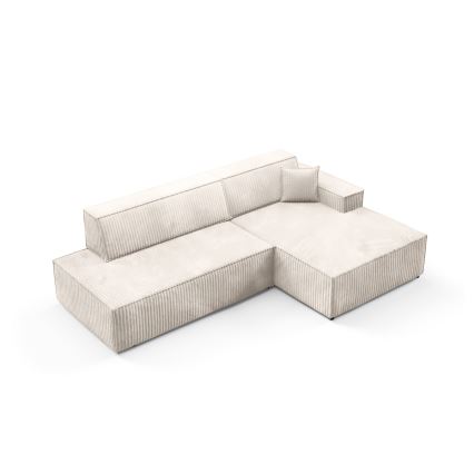 Suite lounge angolare pieghevole a forma di L con contenitore TERAMO destra beige