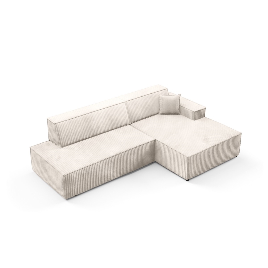 Suite lounge angolare pieghevole a forma di L con contenitore TERAMO destra beige