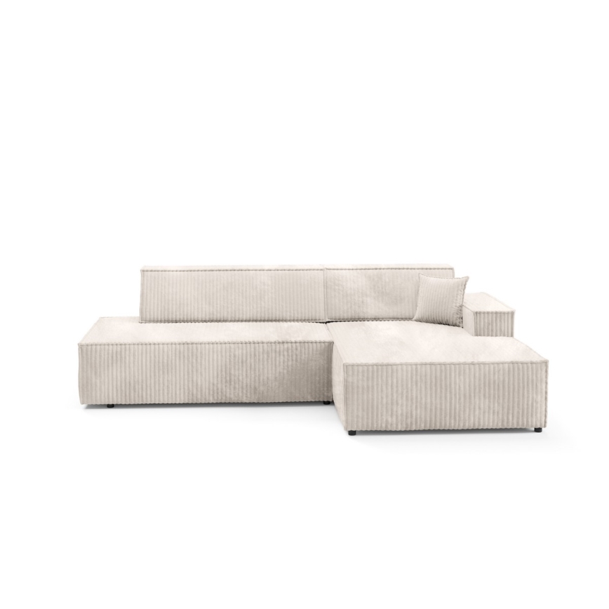 Suite lounge angolare pieghevole a forma di L con contenitore TERAMO destra beige