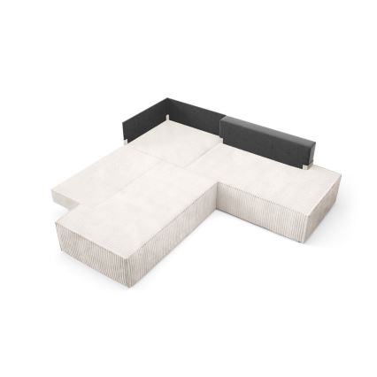 Suite lounge angolare pieghevole a forma di L con contenitore TERAMO destra beige