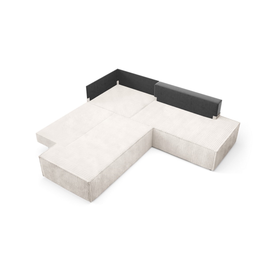 Suite lounge angolare pieghevole a forma di L con contenitore TERAMO destra beige