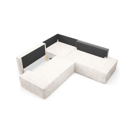Suite lounge angolare pieghevole a forma di L con contenitore TERAMO destra beige