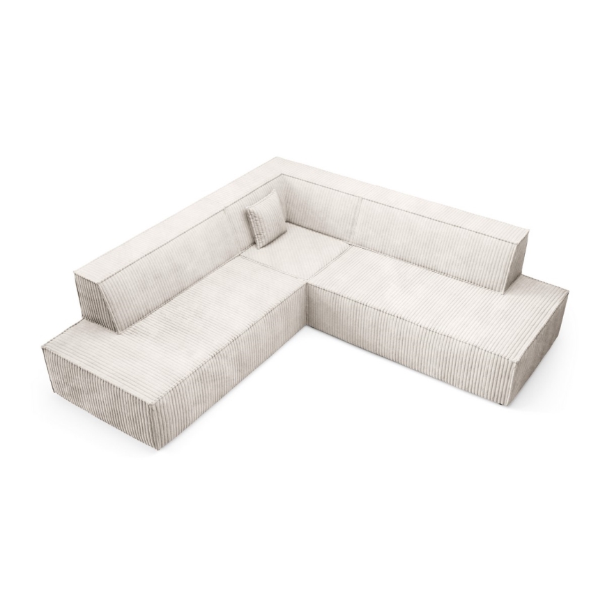 Suite lounge angolare pieghevole a forma di L con contenitore TERAMO destra beige