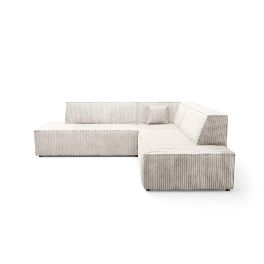 Suite lounge angolare pieghevole a forma di L con contenitore TERAMO destra beige