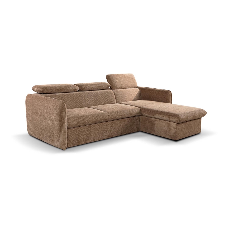 Suite lounge angolare pieghevole a L con contenitore BEJA beige destra