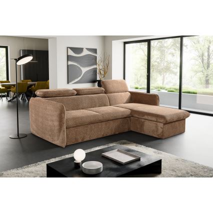 Suite lounge angolare pieghevole a L con contenitore BEJA beige destra