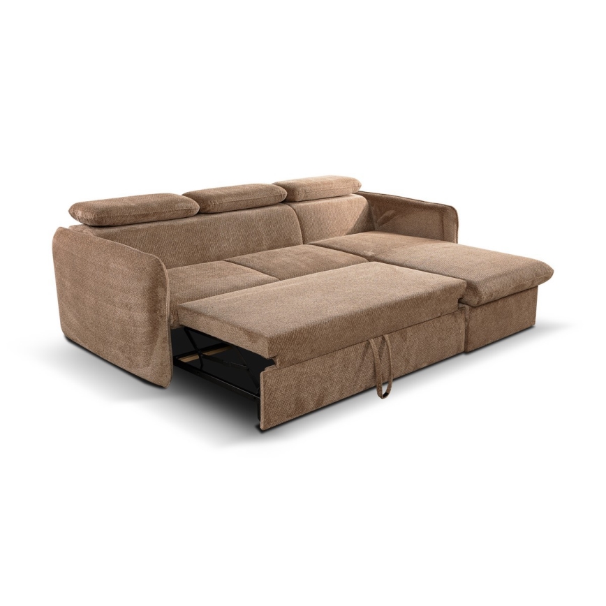 Suite lounge angolare pieghevole a L con contenitore BEJA beige destra