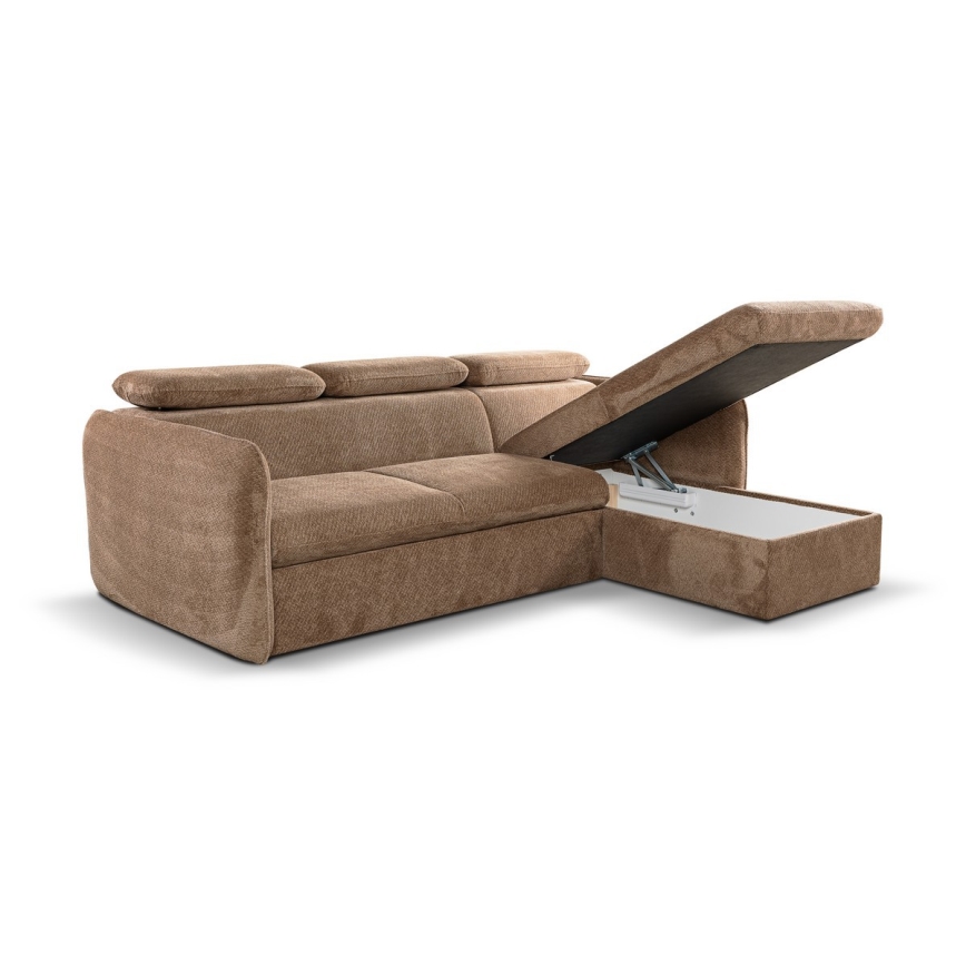 Suite lounge angolare pieghevole a L con contenitore BEJA beige destra