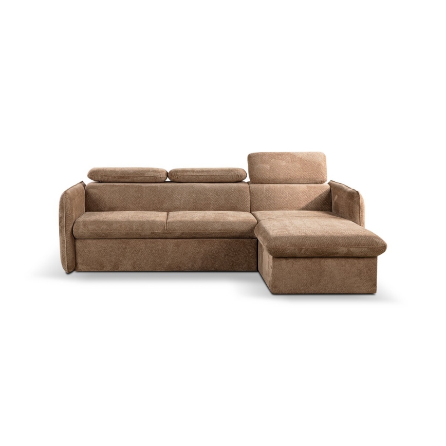 Suite lounge angolare pieghevole a L con contenitore BEJA beige destra
