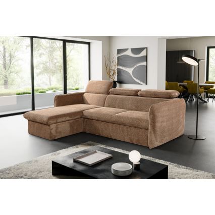 Suite lounge angolare pieghevole a L con contenitore BEJA beige sinistra