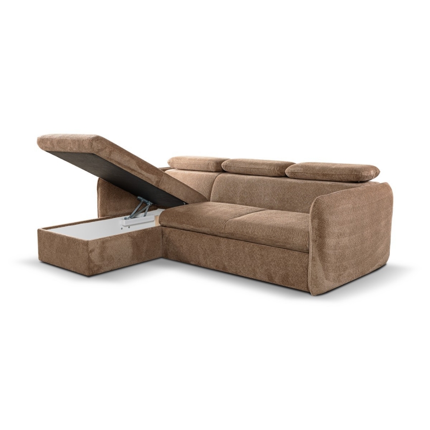 Suite lounge angolare pieghevole a L con contenitore BEJA beige sinistra