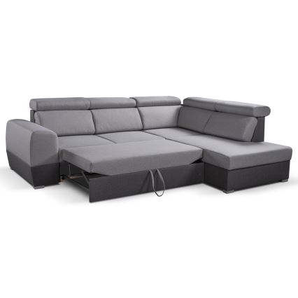 Suite lounge angolare pieghevole a L con contenitore MATRIX grigio destra